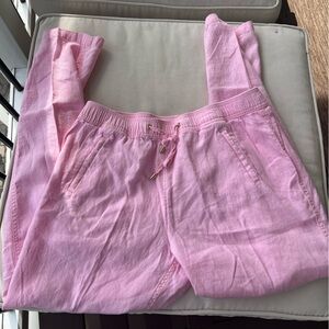 Lilly Pulitzer Pink Lightweight 100% Linen Pants Womens Size Large